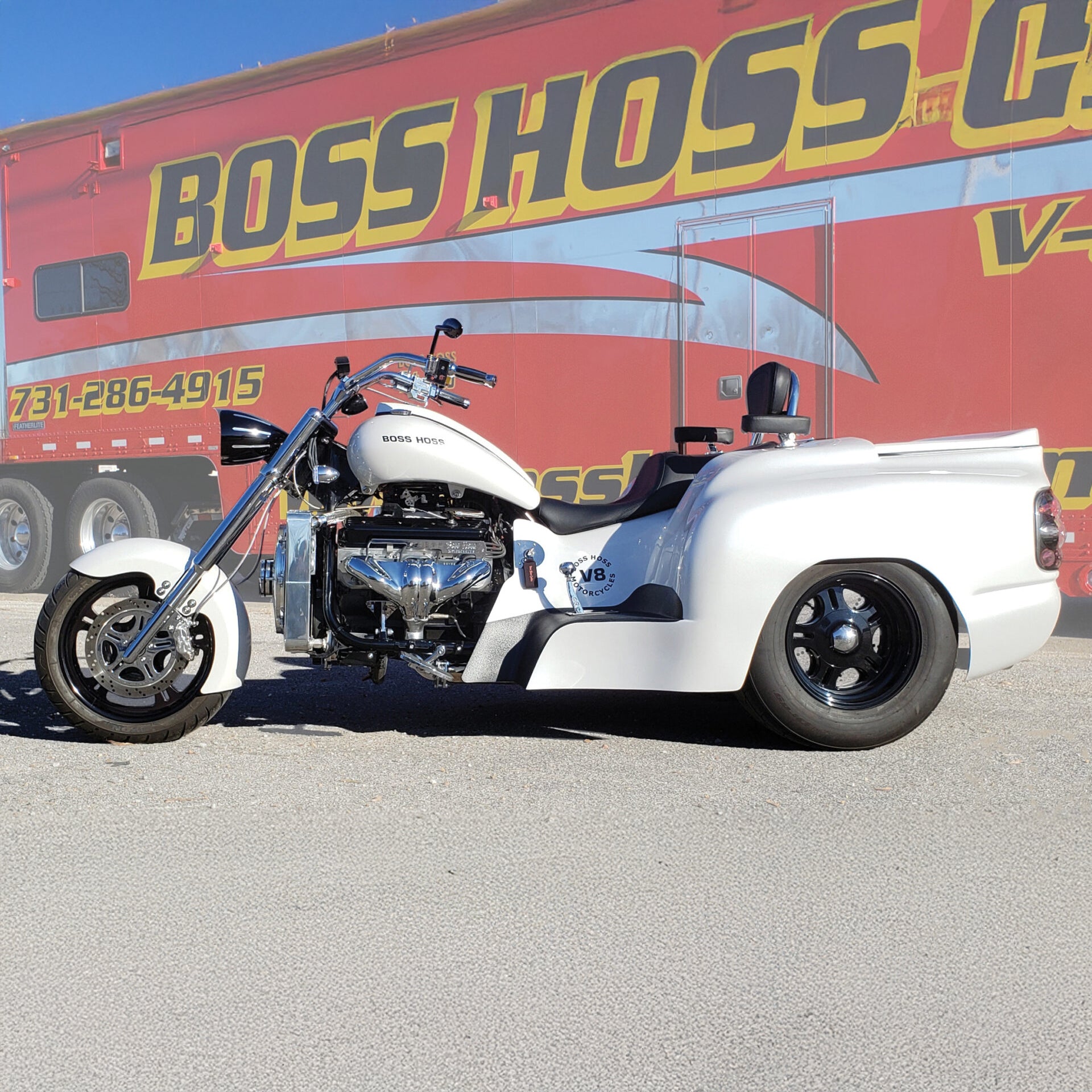 2021 Pearl White 383 Truck Trike – Boss Hoss Store