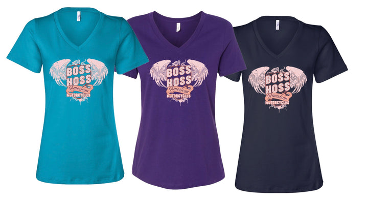 Boss Hoss Ladies Angel Wing V-Neck T-shirt