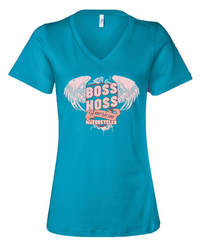 Boss Hoss Ladies Angel Wing V-Neck T-shirt