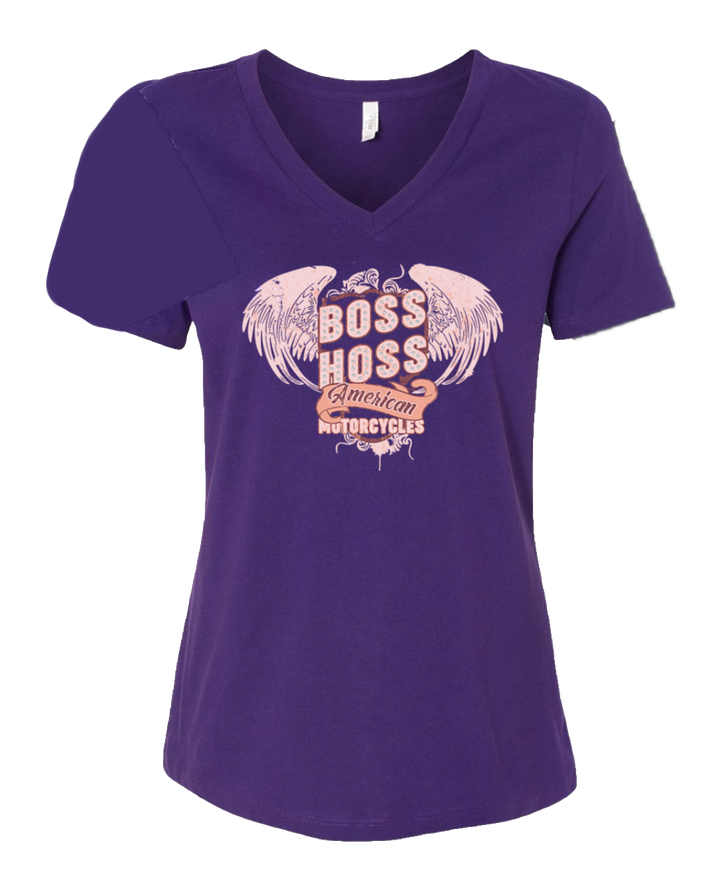 Boss Hoss Ladies Angel Wing V-Neck T-shirt