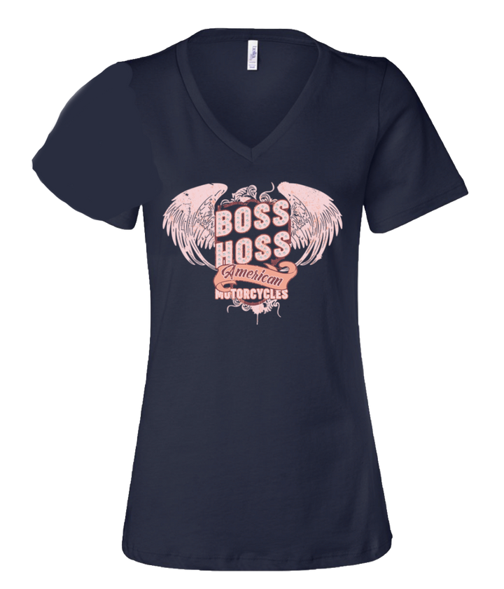 Boss Hoss Ladies Angel Wing V-Neck T-shirt