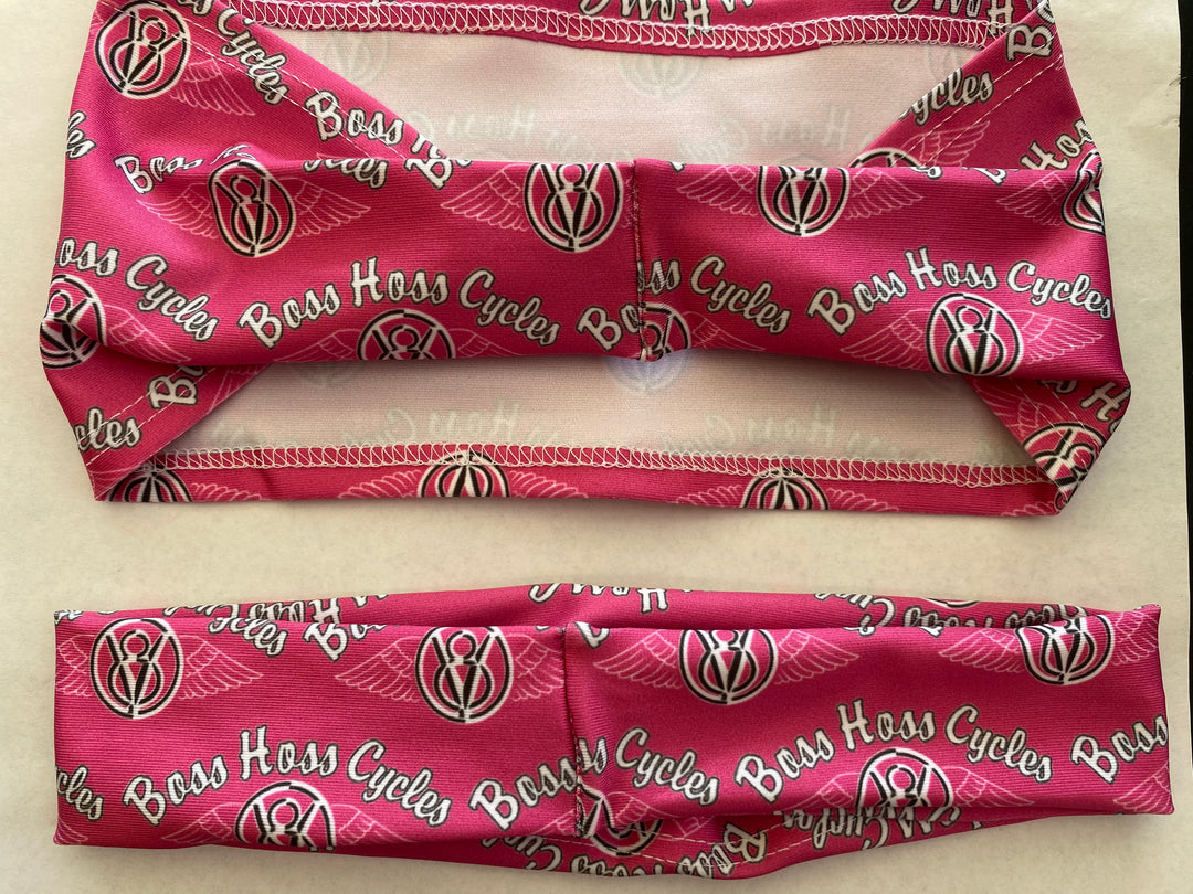 Pink Headband w/ Multiple Logos