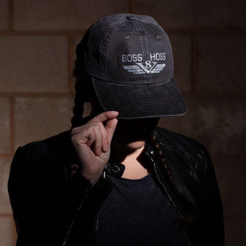 Weathered Charcoal Gray Glitter Ladies Cap