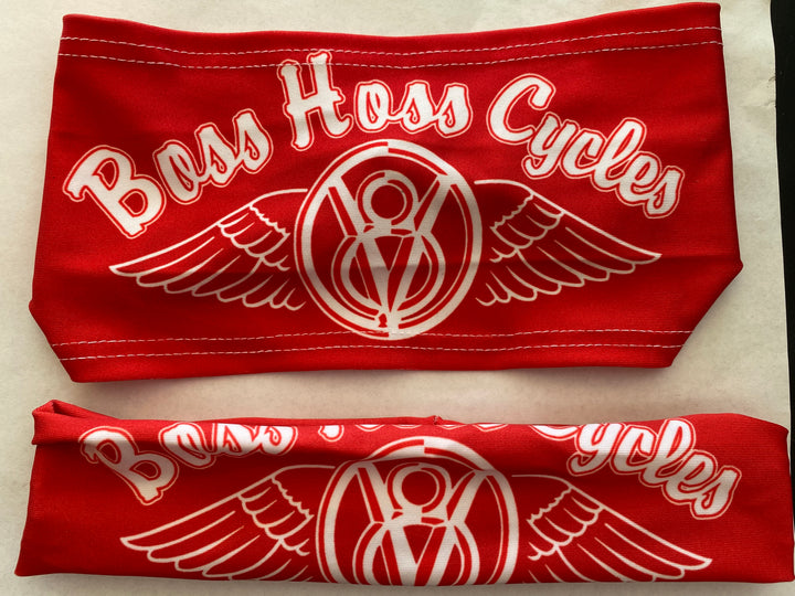 Red Headband w/ Single White Logo