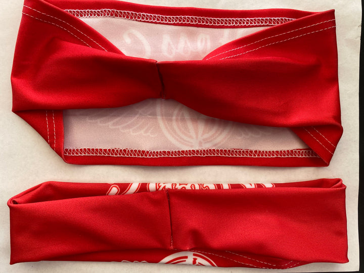 Red Headband w/ Single White Logo