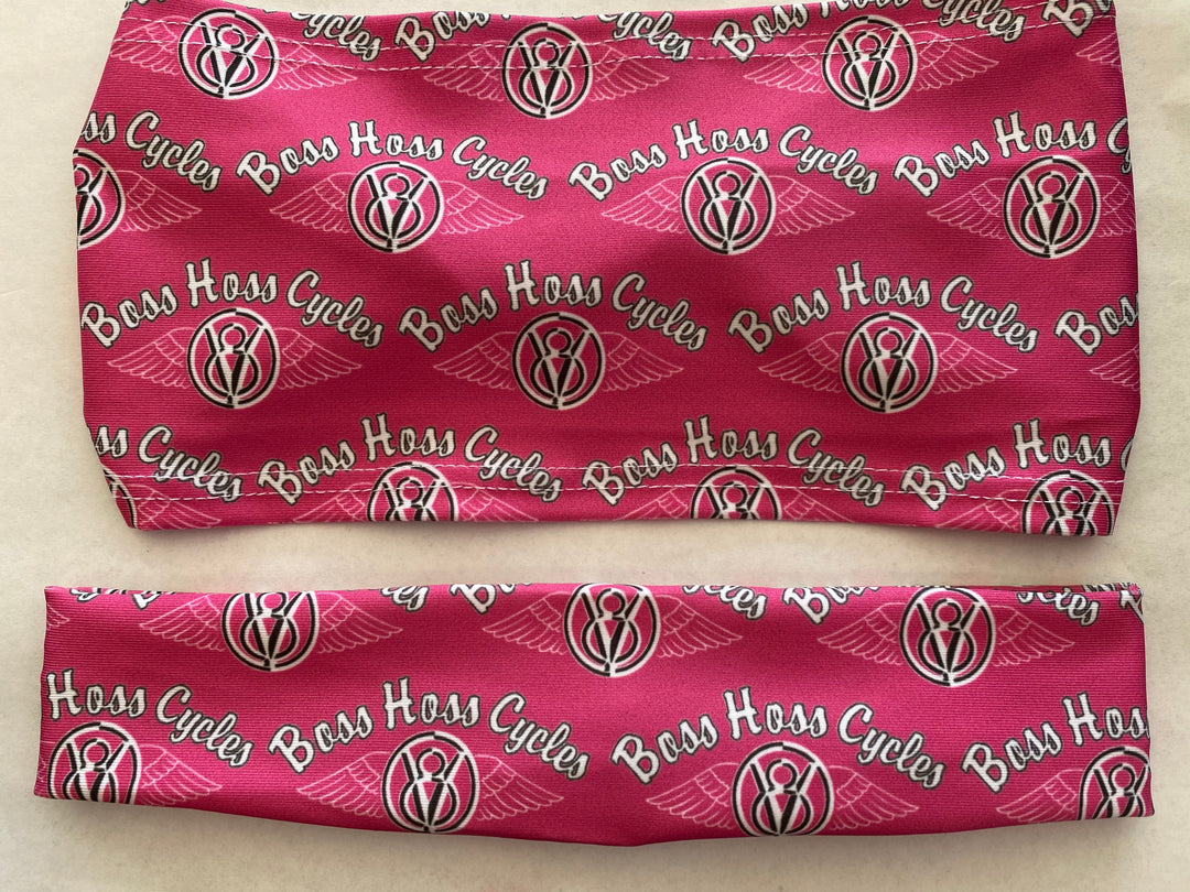 Pink Headband w/ Multiple Logos
