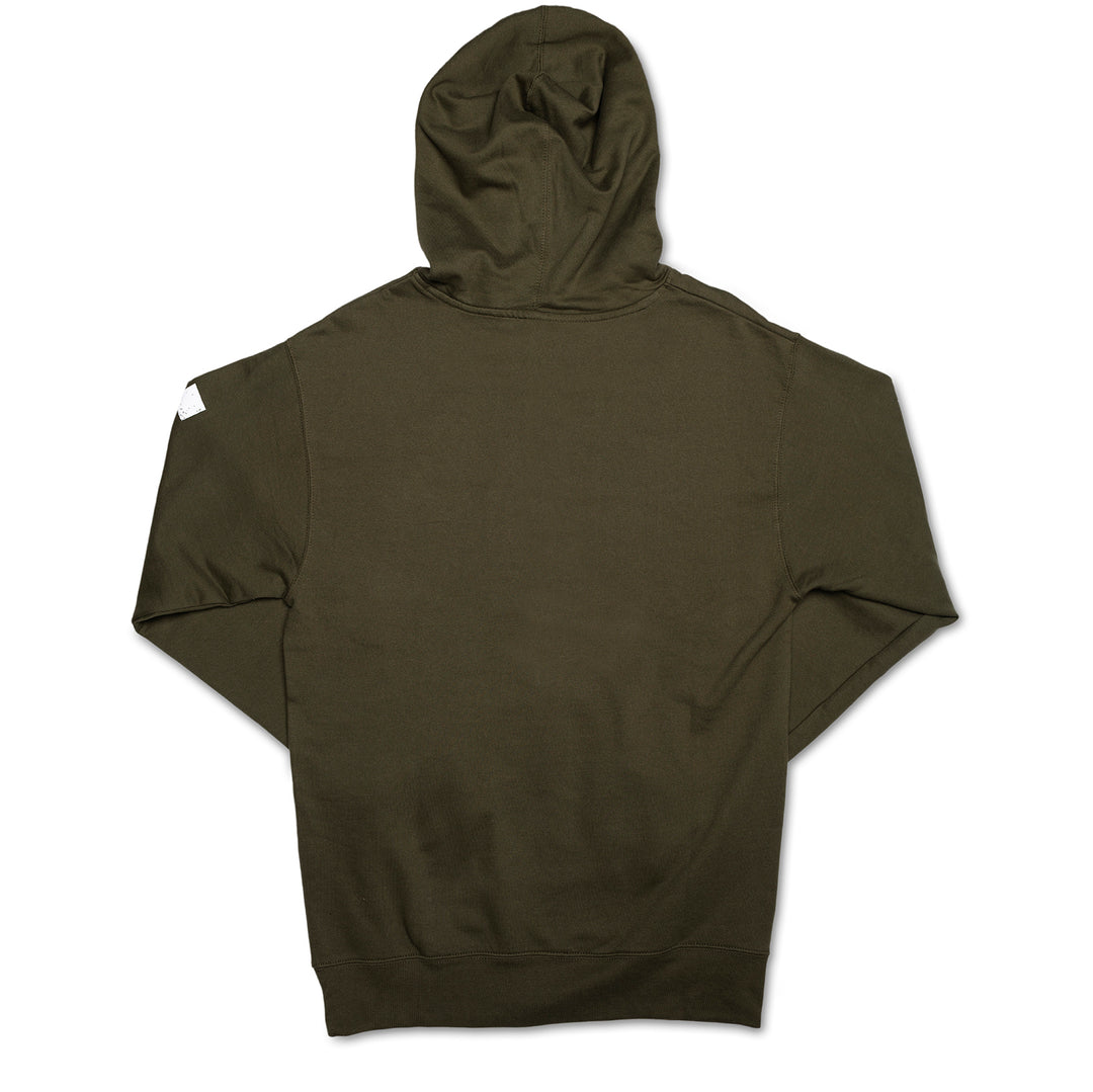 Olive Green Checkered Flag Flaming Finish Pullover Sweatshirt Hoodie