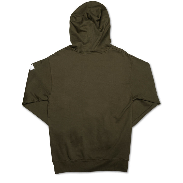 Olive Green Checkered Flag Flaming Finish Pullover Sweatshirt Hoodie
