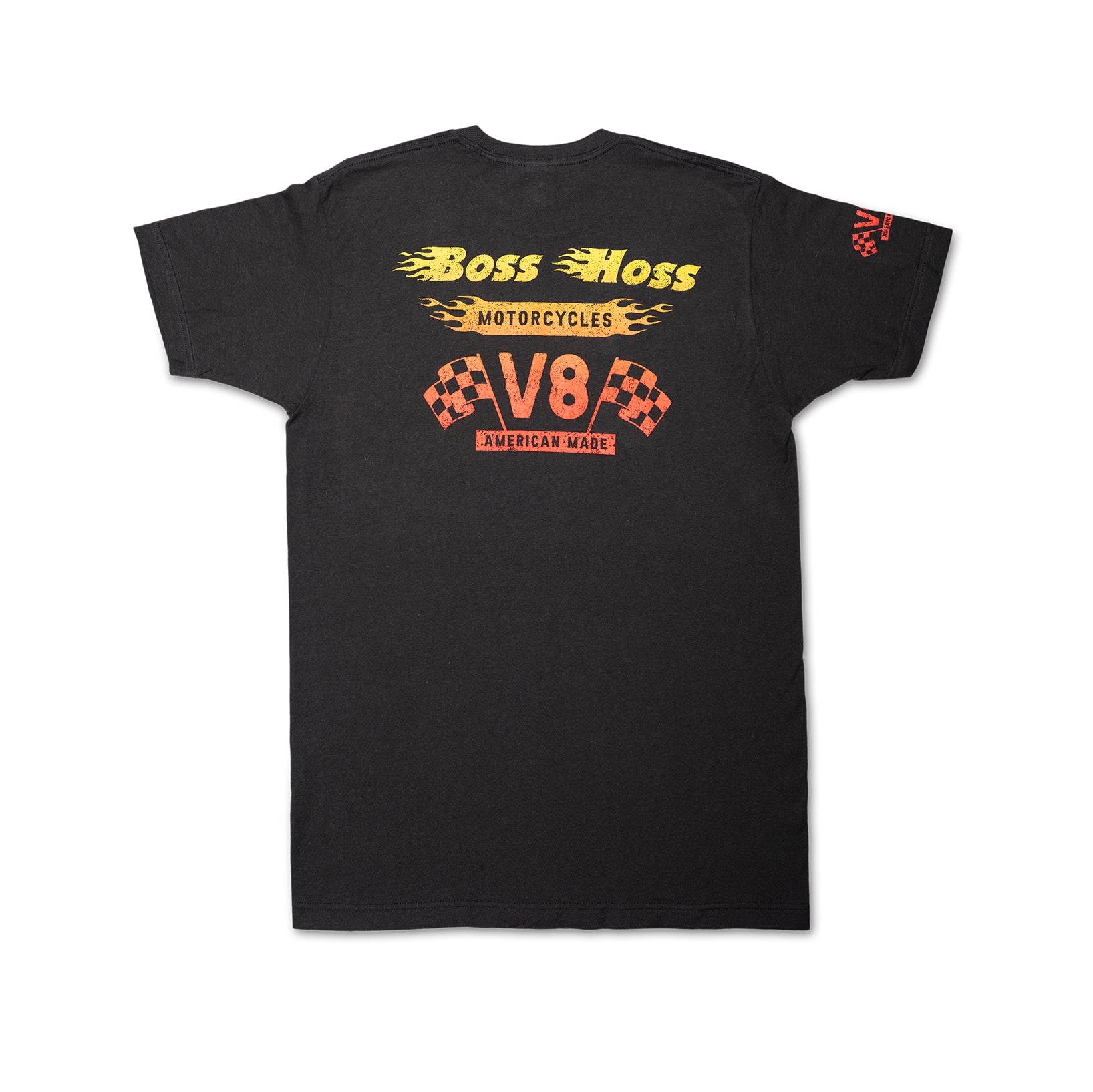 Gray Checkered Flag Flaming Finish Tee Shirt – Boss Hoss Store