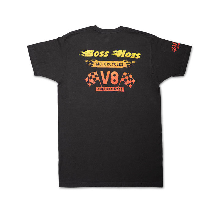 Gray Checkered Flag Flaming Finish Tee Shirt