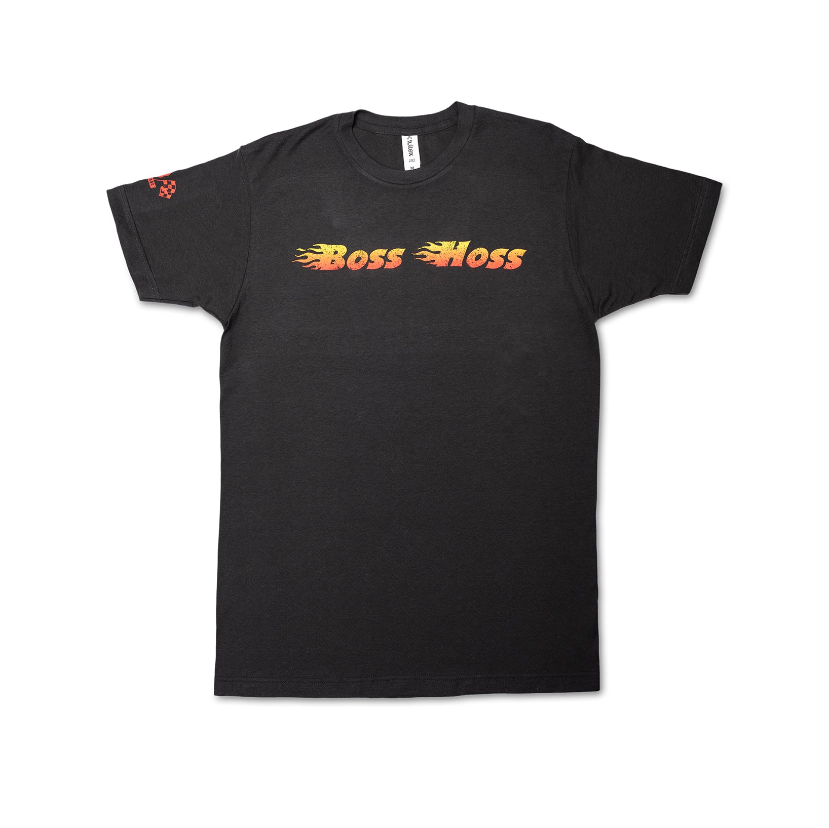 Gray Checkered Flag Flaming Finish Tee Shirt – Boss Hoss Store