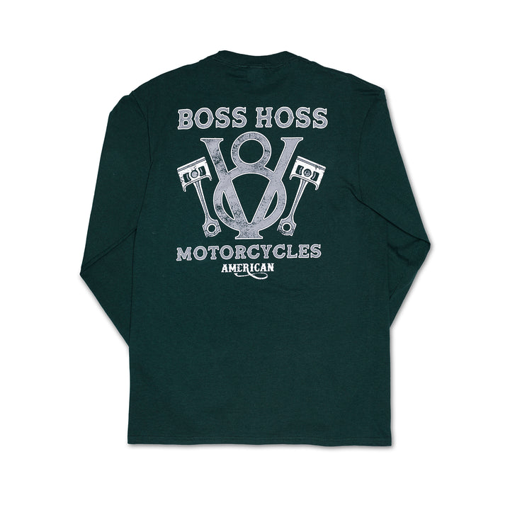 V8 Piston Power Long Sleeve Tee Forest Green