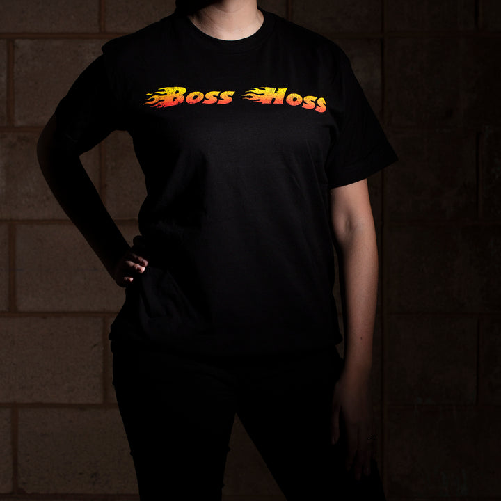 Black Checkered Flag Flaming Finish Tee Shirt