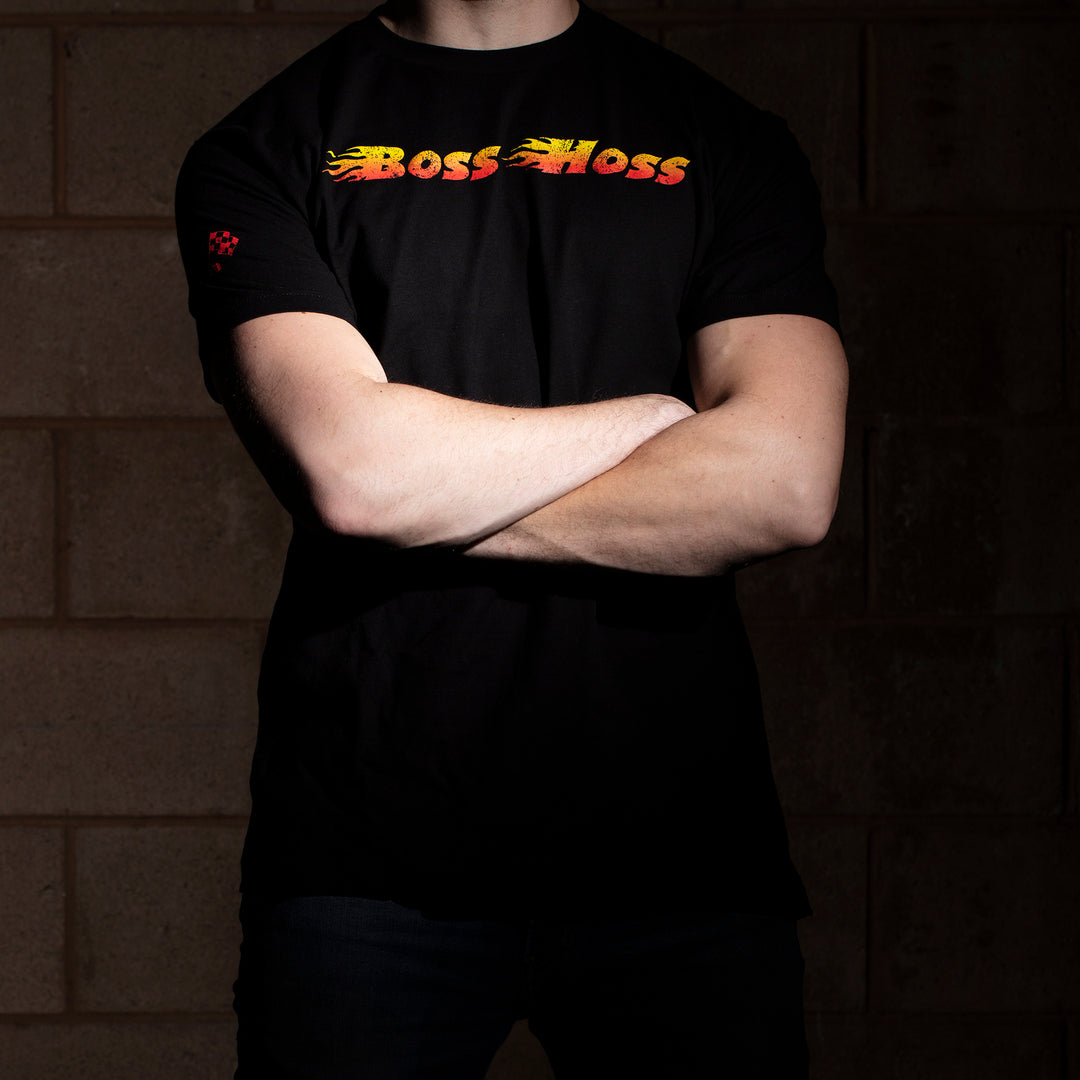 Black Checkered Flag Flaming Finish Tee Shirt