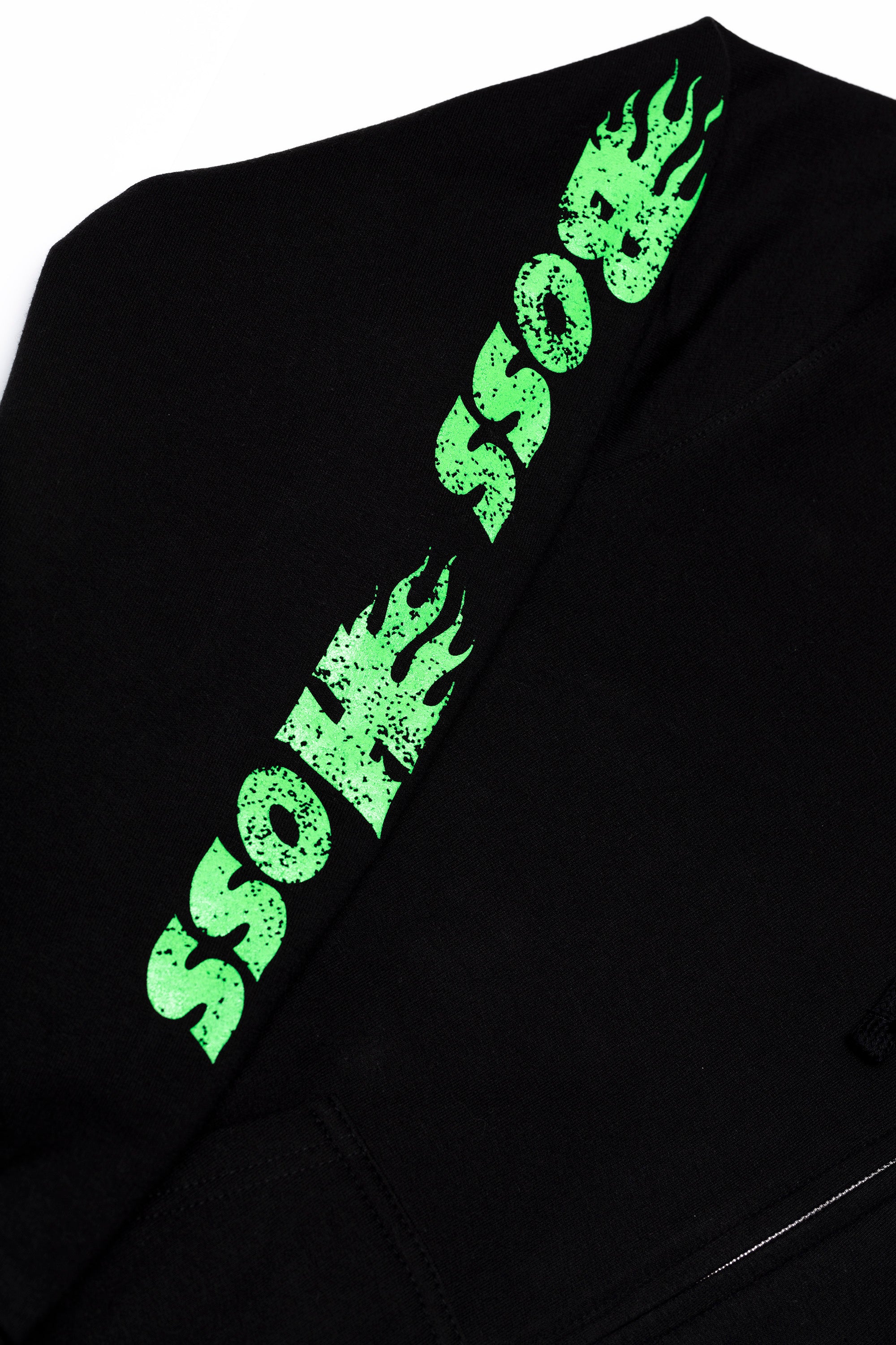 Black w/ Neon Green Checkered Flag Flaming Finish Zipper