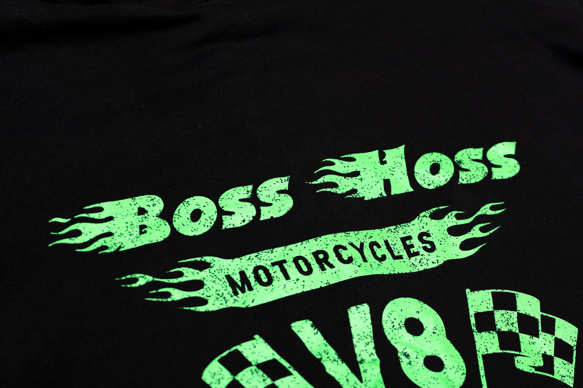 Black w/ Neon Green Checkered Flag Flaming Finish Zipper