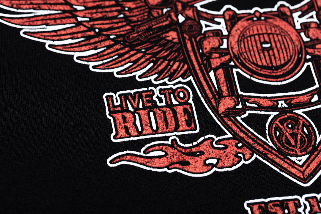 Live to Ride Red Print Fleece Hoodie