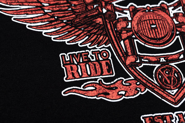 Live to Ride Red Print Fleece Hoodie