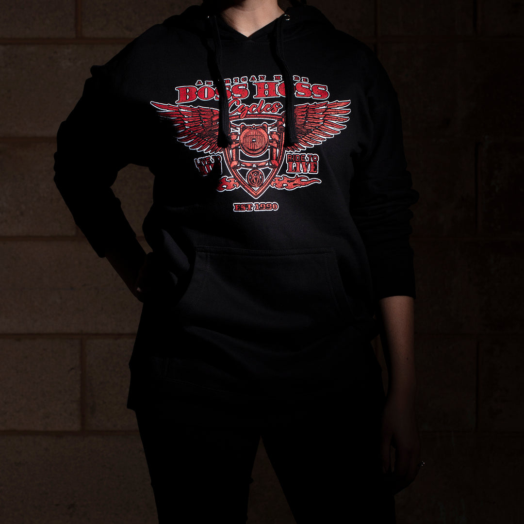 Live to Ride Red Print Fleece Hoodie