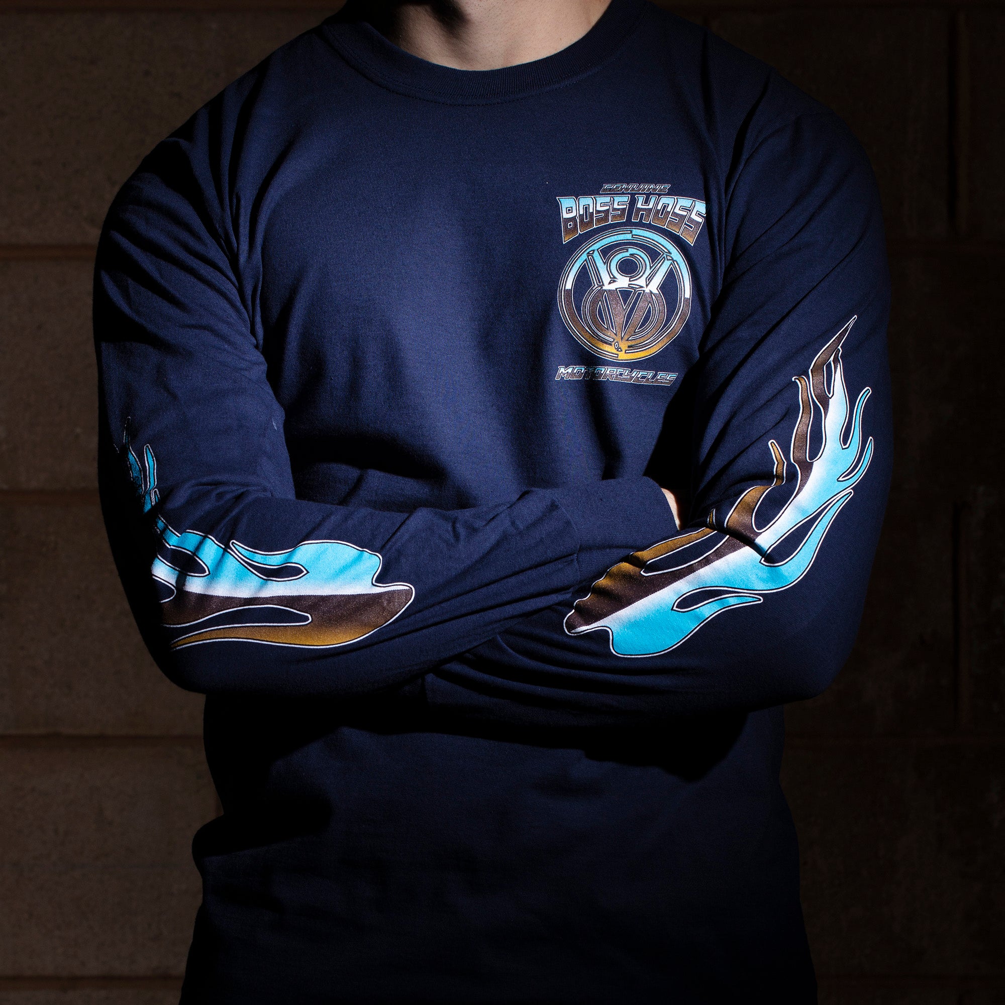 Crystal Blue Chrome Long Sleeve Tee – Boss Hoss Store