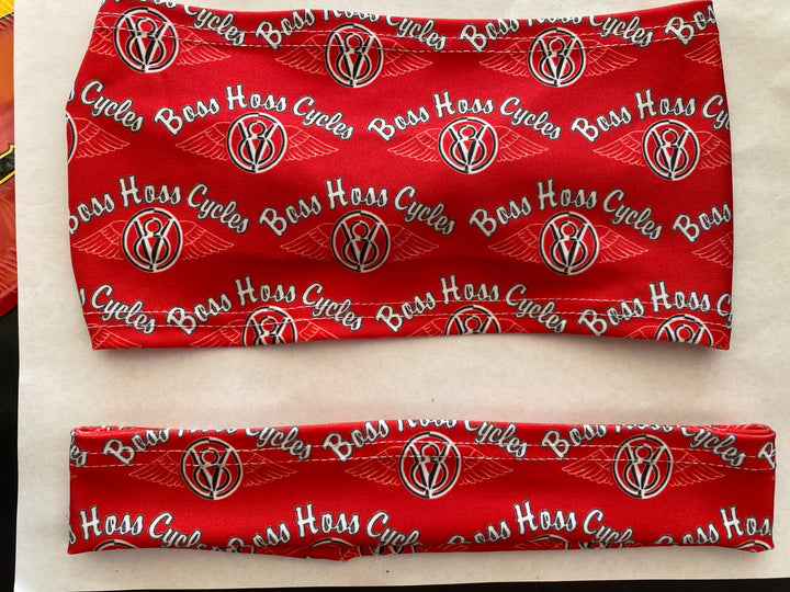 Red Headband w/ Multiple White Logos