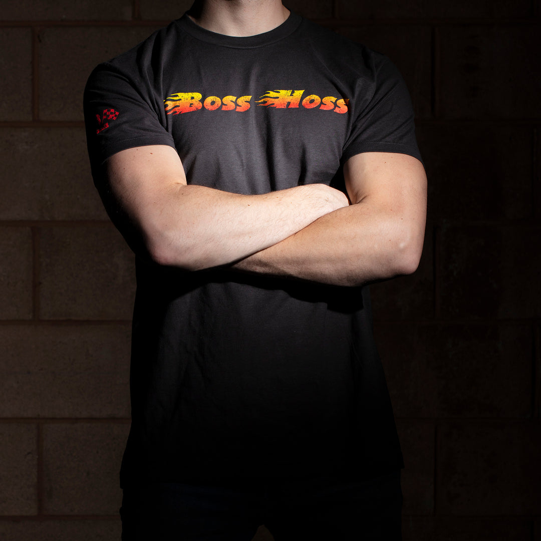 Gray Checkered Flag Flaming Finish Tee Shirt