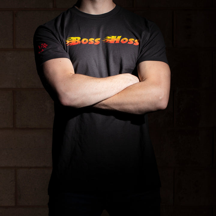 Gray Checkered Flag Flaming Finish Tee Shirt