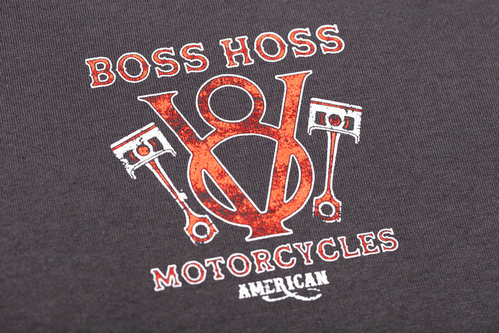 V8 Piston Power Long Sleeve Tee Gray & Red