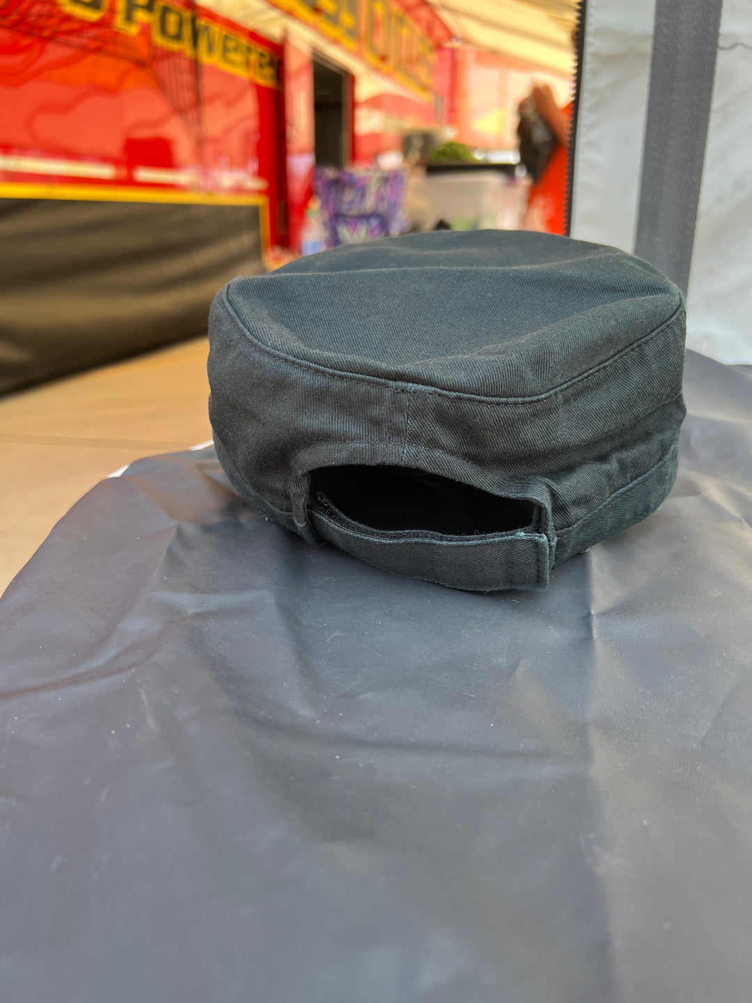 Military Hat Black w/Chrome Logo-Flame