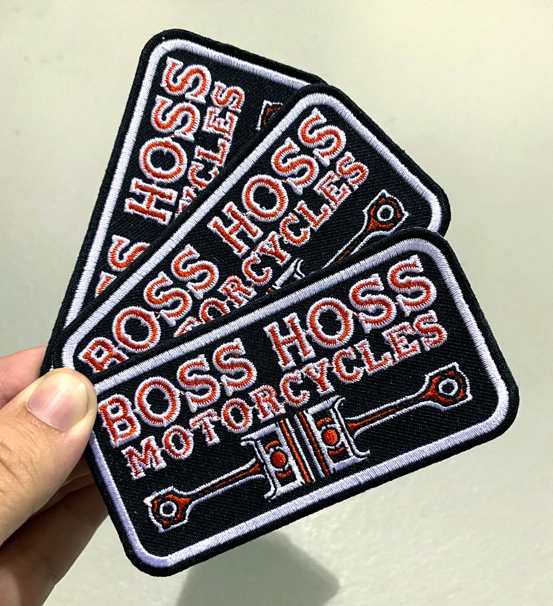 Embroidered Twin Pistons Patch Red & Black